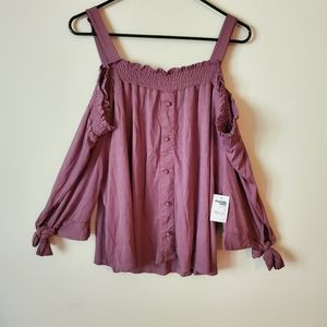 Charlotte Russe Off-Shoulder Purple Top